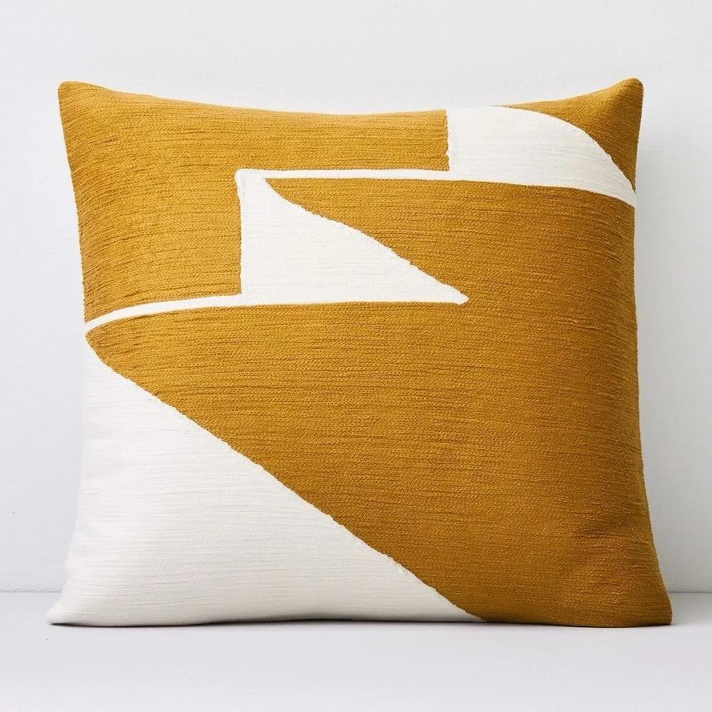 West Elm Crewel Steps Embroidered Pillow Cover 20″ × 20″ NWT